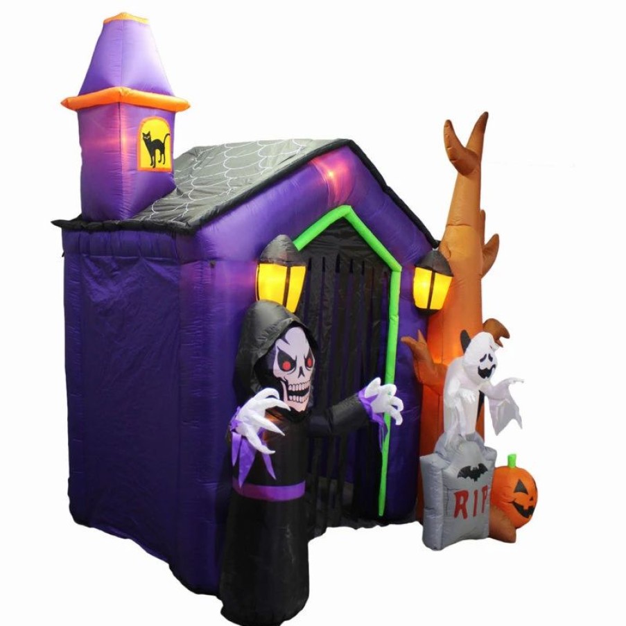 * Bzb Goods Haunted House With Skeleton Ghost And Tombstone, 8.5 | Outdoor Holiday Decorations