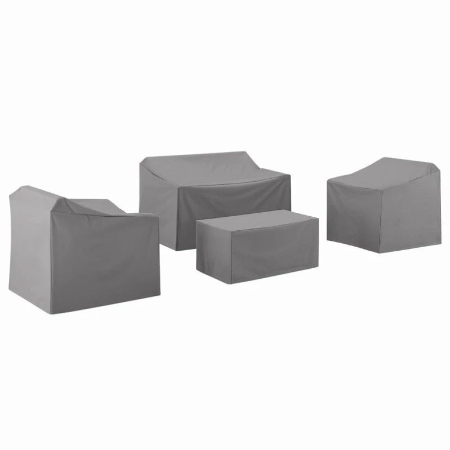 * Crosley 4-Piece Furniture Cover Set, Gray, Loveseat, 2 Chairs, Coffee | Outdoor Furniture Covers