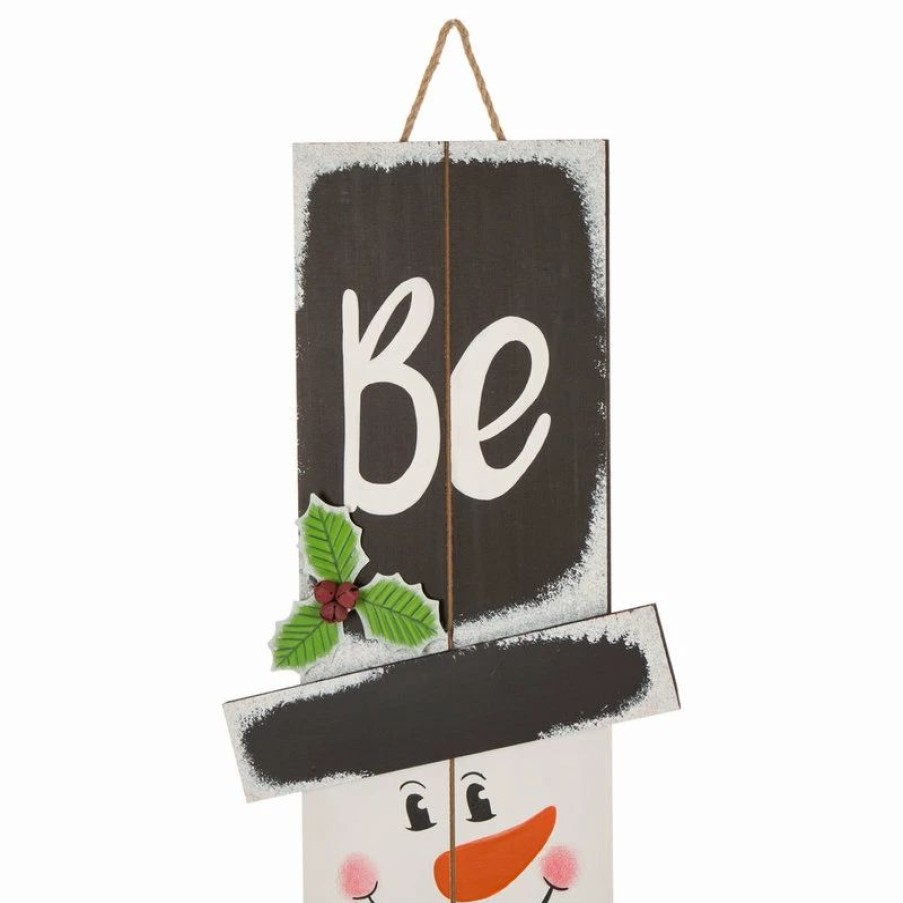 * Glitzhome 42 Wooden Snowman Porch Sign, Merry | Outdoor Holiday Decorations