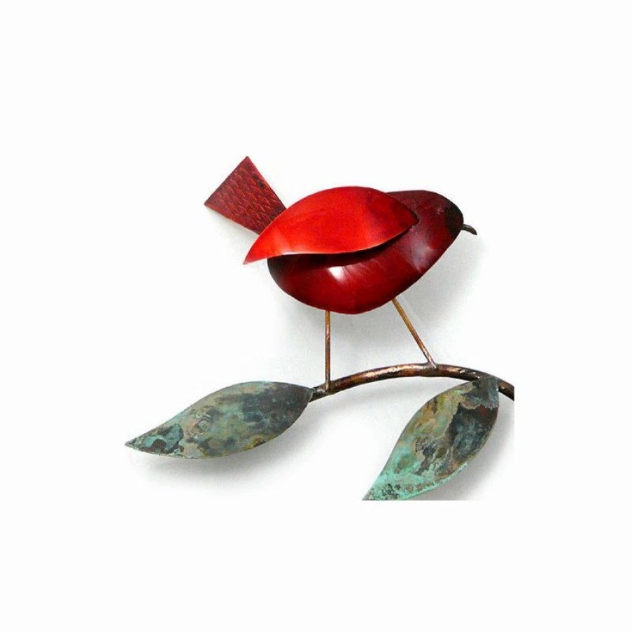 * Modern Artisans Red Birds In A Tree Copper Wall Sculpture | Outdoor Wall Art