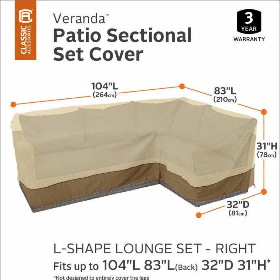 * Classic Accessories Patio Right Facing L-Shape Sectional Lounge Set Cover-Durable | Outdoor Furniture Covers