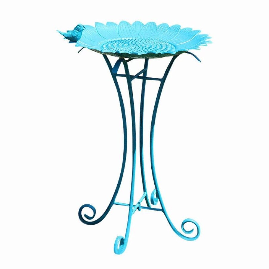 * Innova Hearth And Home Sunflower Birdbath W/Folding Steel Stand In Vintage Azure | Bird Baths