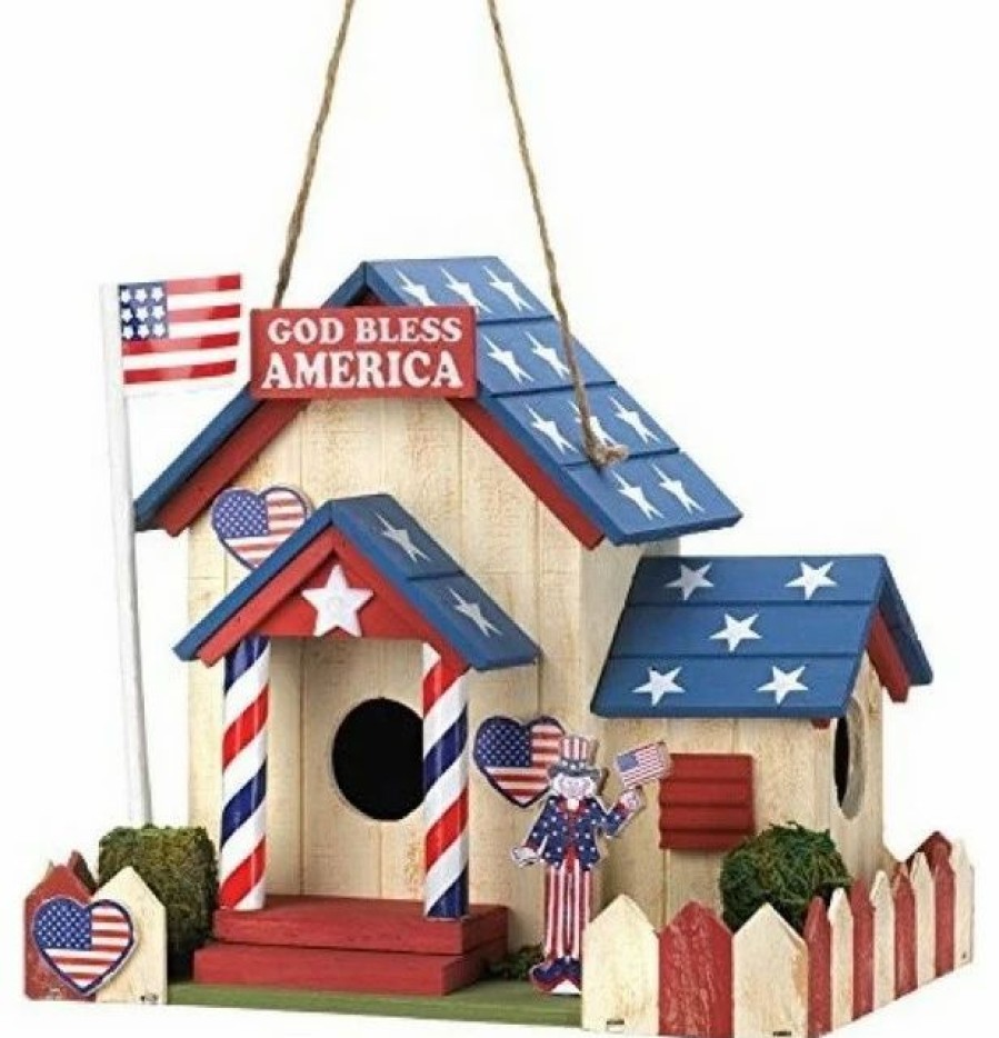 * Aewholesale God Bless America Patriotic Bird House | Birdhouses