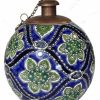 * Tierra Fina Talavera Style Table Top Torch, Made In Mexico, Blue Jade | Outdoor Torches