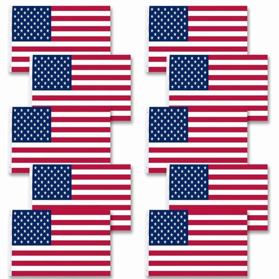 * Yescom 3'X5 American Flag Us Usa Star Stripes Grommet Fit Flagpole, Set Of 10 | Flags & Flagpoles