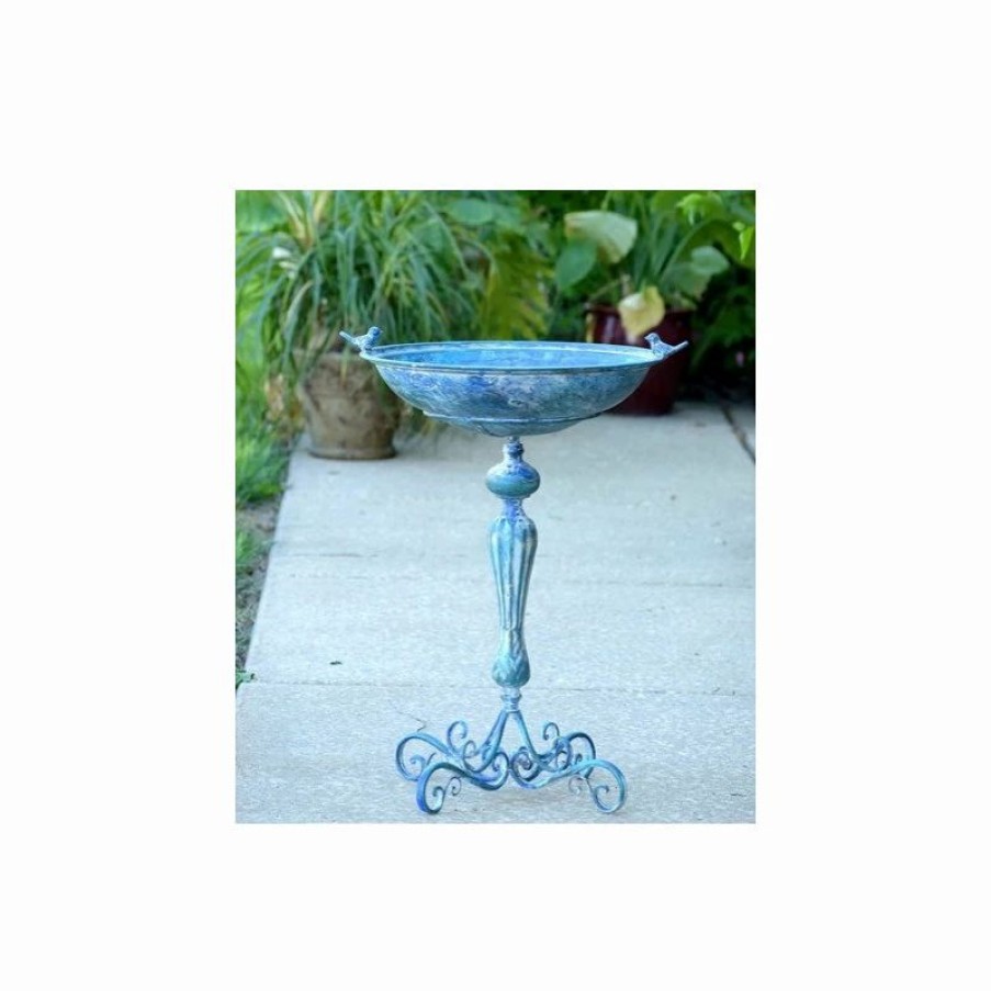 * Zaer Ltd Pedestal Birdbath With Little Bird Detail | Bird Baths