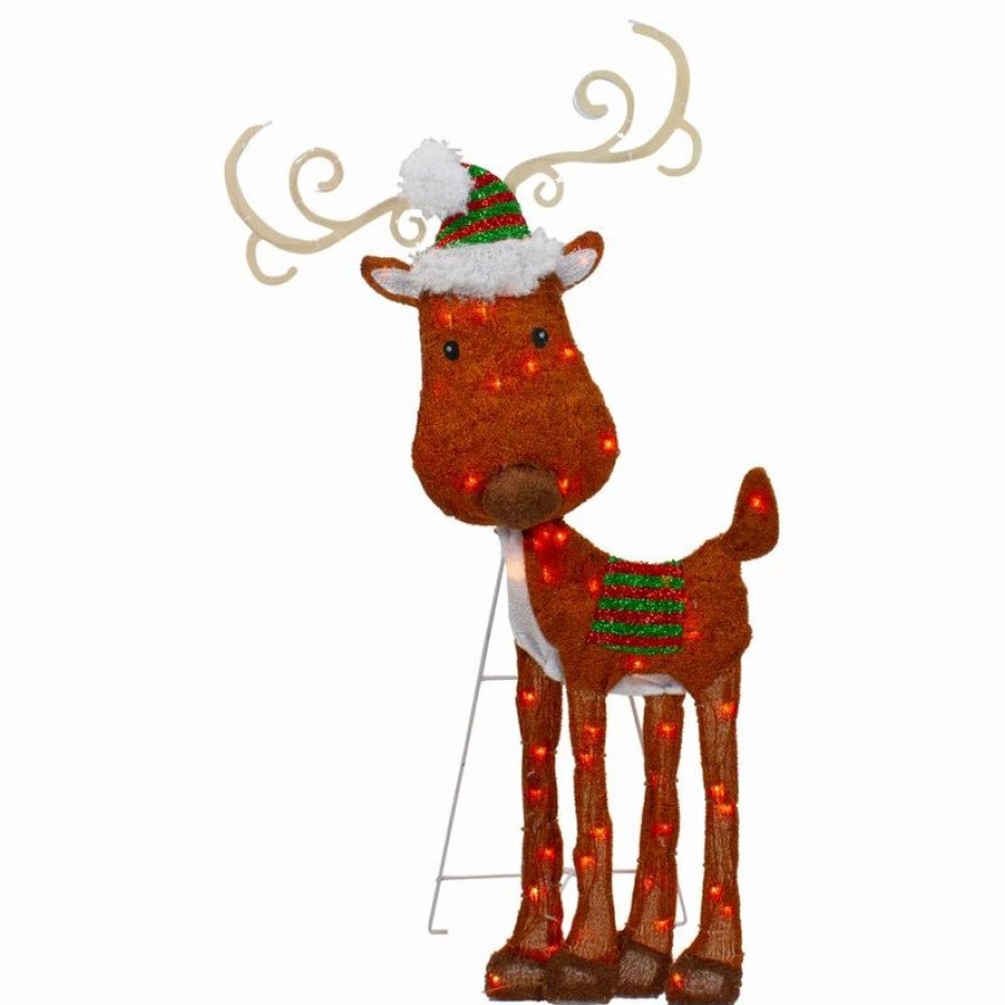 * Northlight Seasonal 32 Lighted 2D Chenille Reindeer Outdoor Christmas Decoration | Outdoor Holiday Decorations