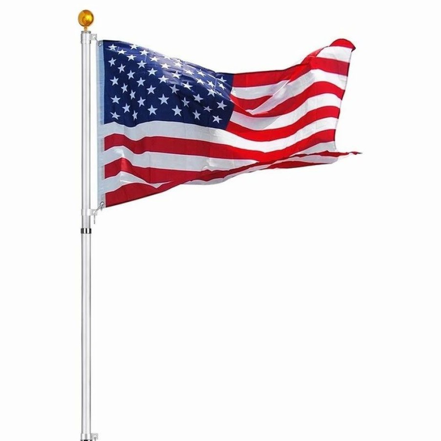 * Yescom 30 Telescopic Aluminum Flag Pole Kit, 3'X5 Us Flag, Fly 2 Flags | Flags & Flagpoles