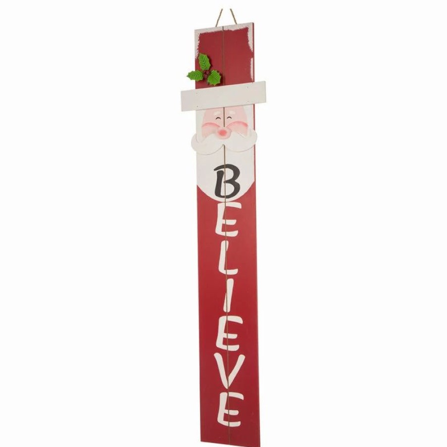 * Glitzhome 42 Christmas Wooden Santa Porch Sign, Believe | Outdoor Holiday Decorations