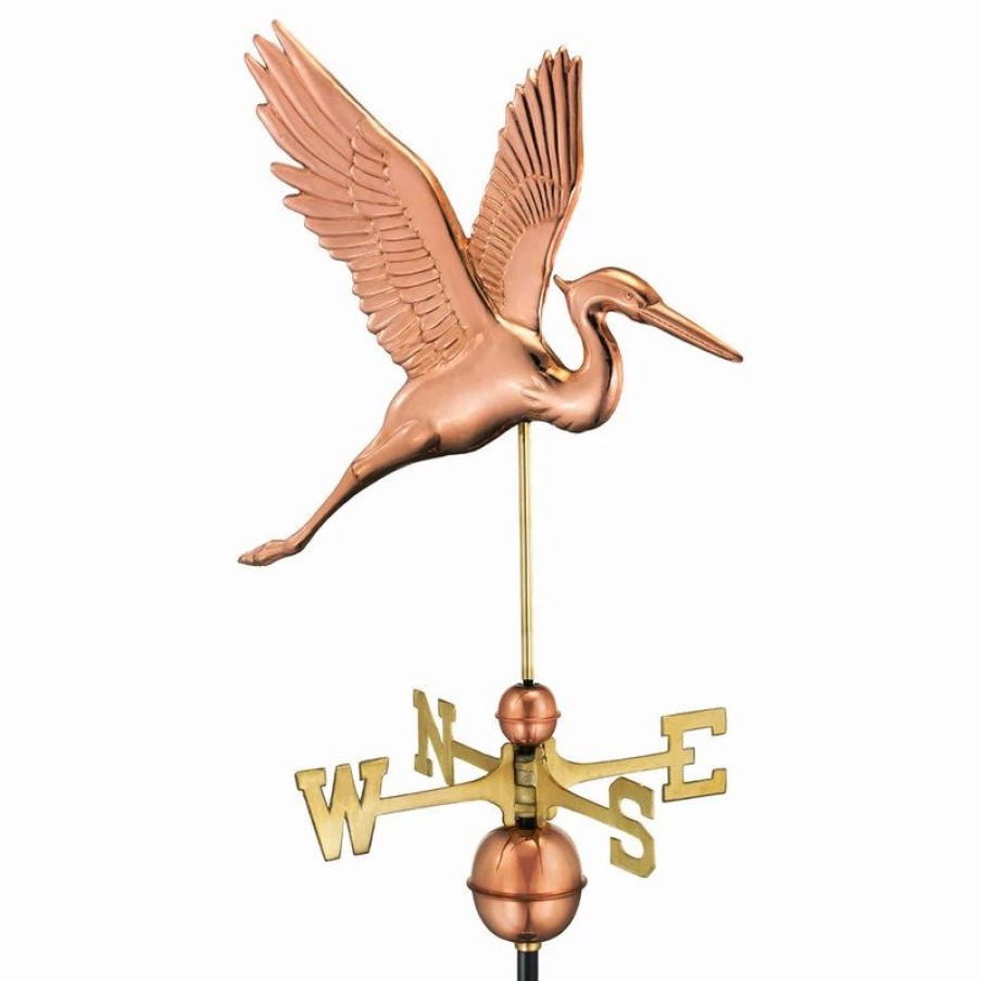 * Good Directions, Inc. Graceful Blue Heron Weathervane, Pure Copper | Weather Vanes