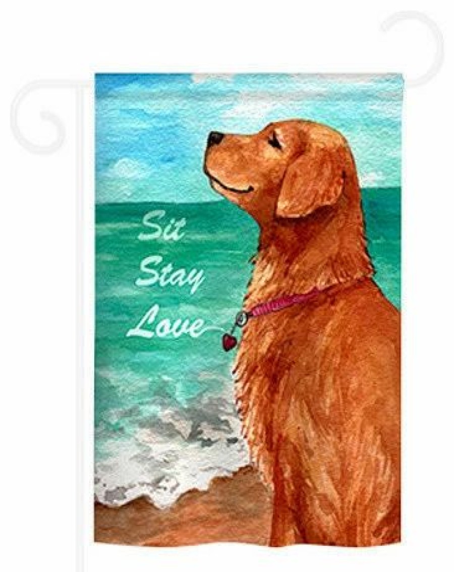 * Breeze Decor Pets Golden Stay Love 2-Sided Impression Garden Flag | Flags & Flagpoles