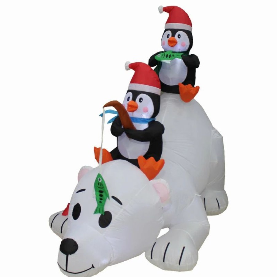 * Bzb Goods Long Polar Bear With Two Penguins, 6 | Outdoor Holiday Decorations