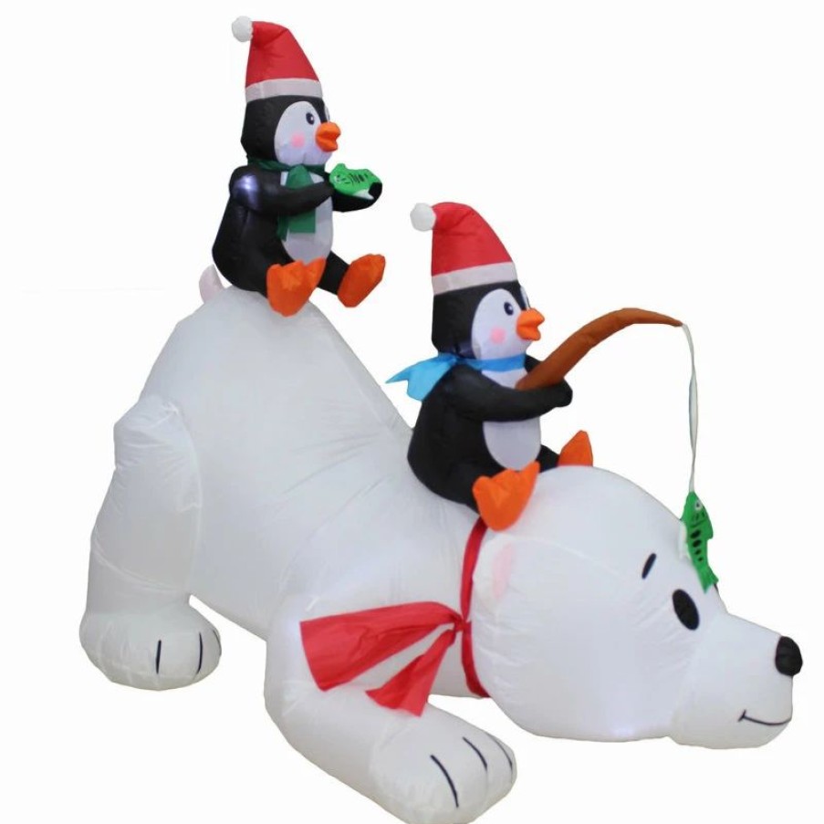 * Bzb Goods Long Polar Bear With Two Penguins, 6 | Outdoor Holiday Decorations