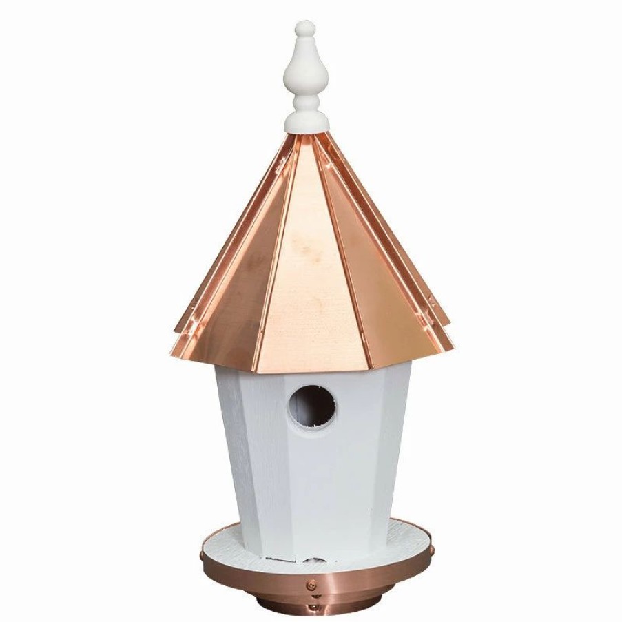 * Fbusa Round Blue Bird House With Copper Roof | Birdhouses