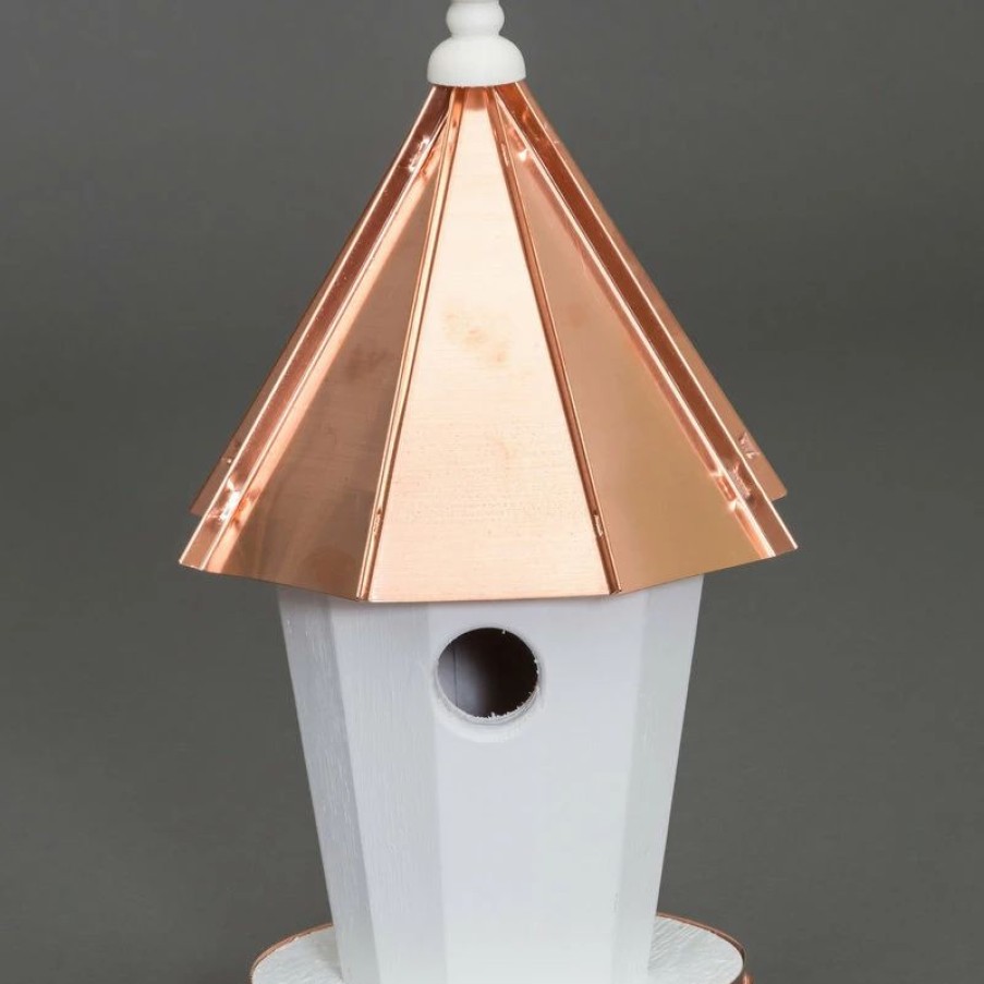 * Fbusa Round Blue Bird House With Copper Roof | Birdhouses