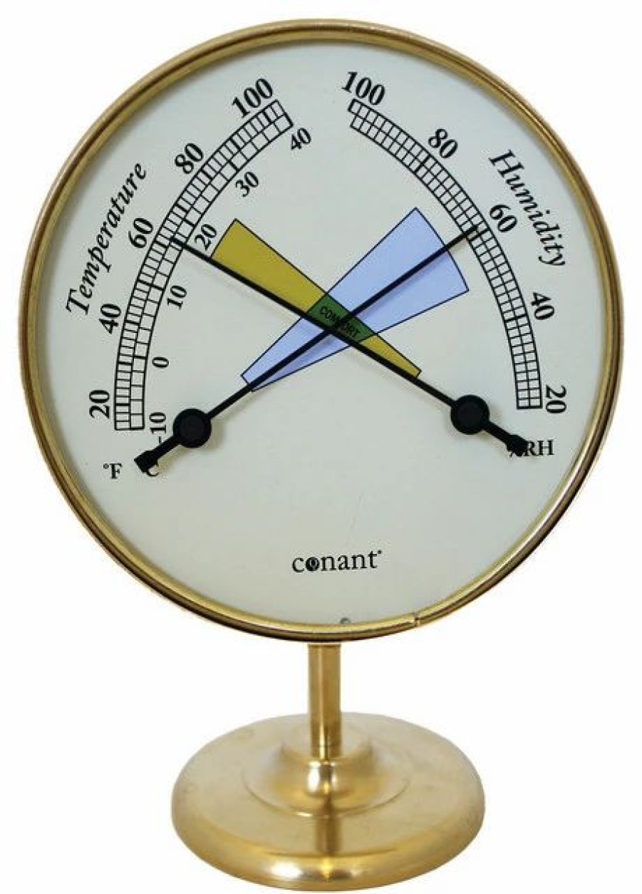 * Weems & Plath Vermont Comfortmeter 4 , Living Finish Brass | Decorative Thermometers