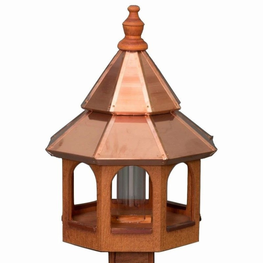 * Usa Handcrafted 27 Copper Top Bird Feeder, Large Natural Cedar Gazebo | Bird Feeders