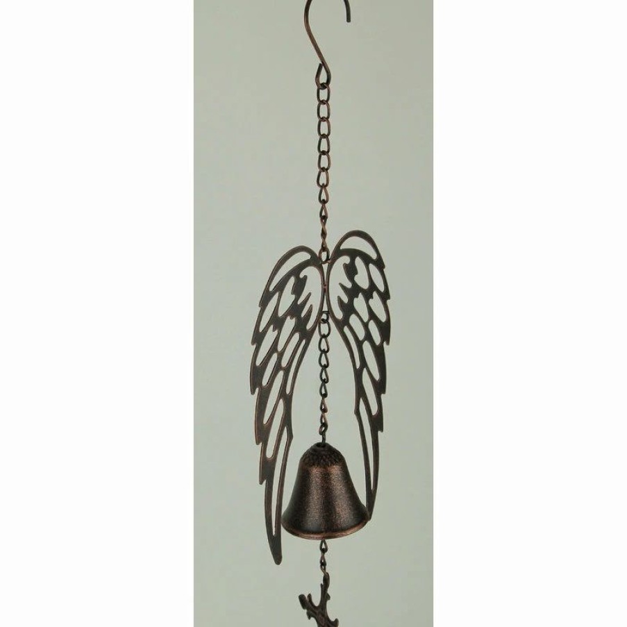 * Mayrich Metal Art Angel Wings And Cross Wind Chime, Bronze | Wind Chimes