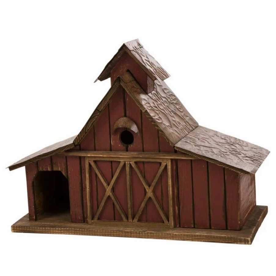 * Glitzhome 20.67 Oversized Rustic Wood Barn Birdhouse | Birdhouses