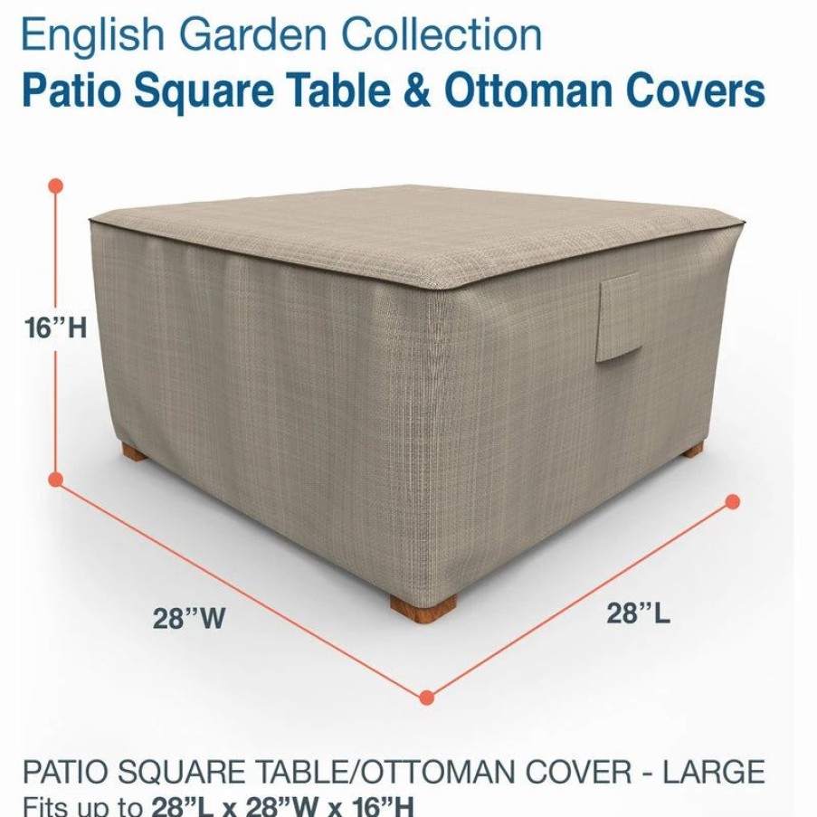 * Budge English Garden Tan Tweed 28 Square Side Table Cover | Outdoor Furniture Covers