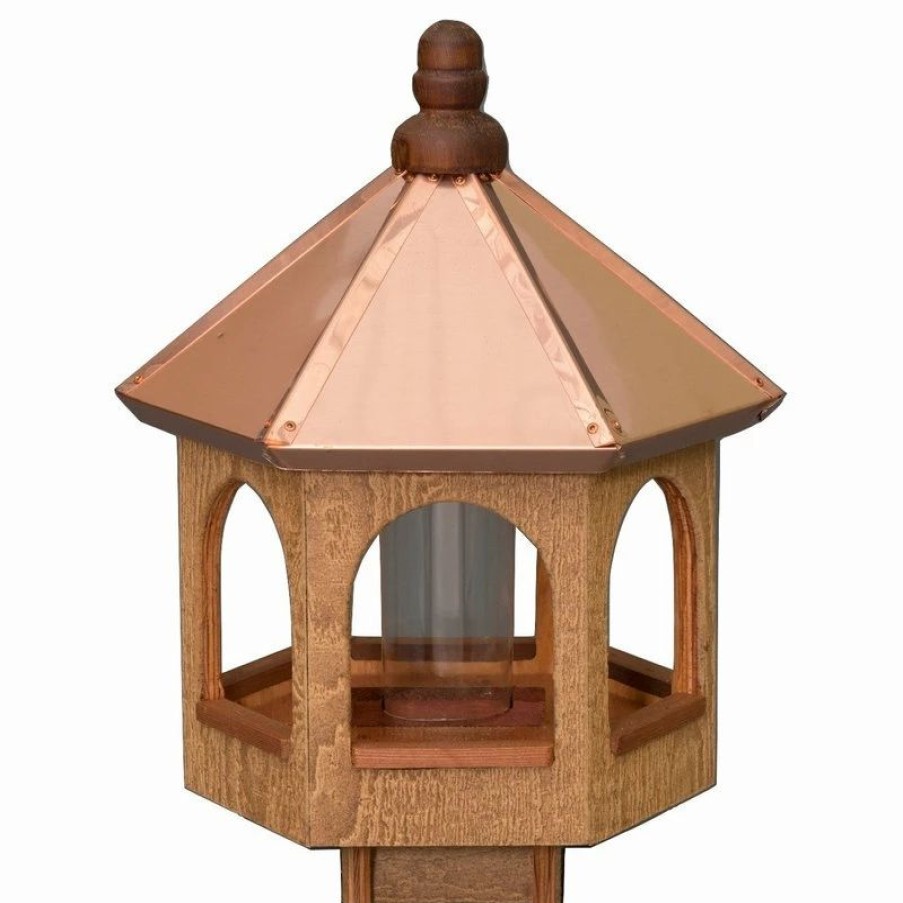 * Usa Handcrafted 20 Copper Top Bird Feeder, Natural Cedar Gazebo Amish Usa | Bird Feeders