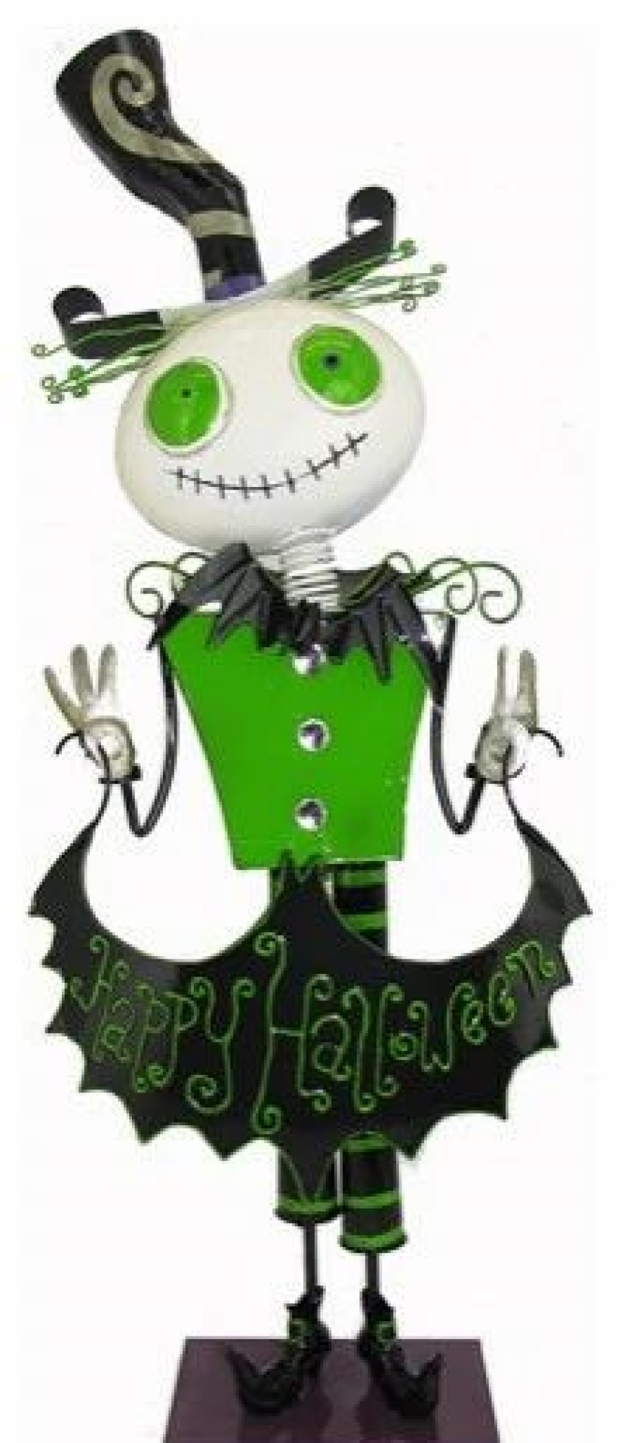 * Zaer Ltd Short Iron Halloween Figurine With Green Body "Antonio" | Outdoor Holiday Decorations