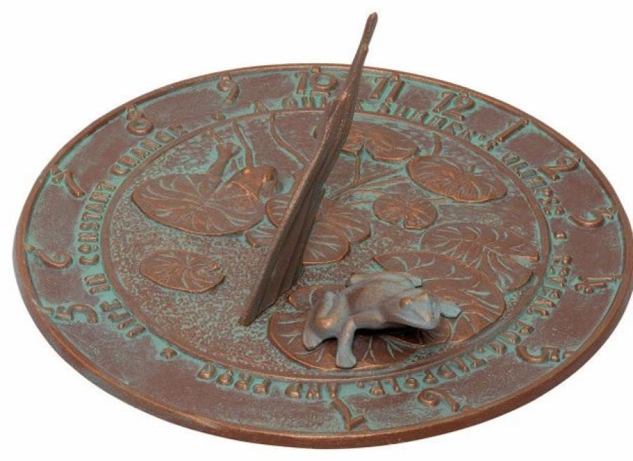 * Whitehall Products 12 Diameter Frog Large Sundial, Copper Verdi | Sundials