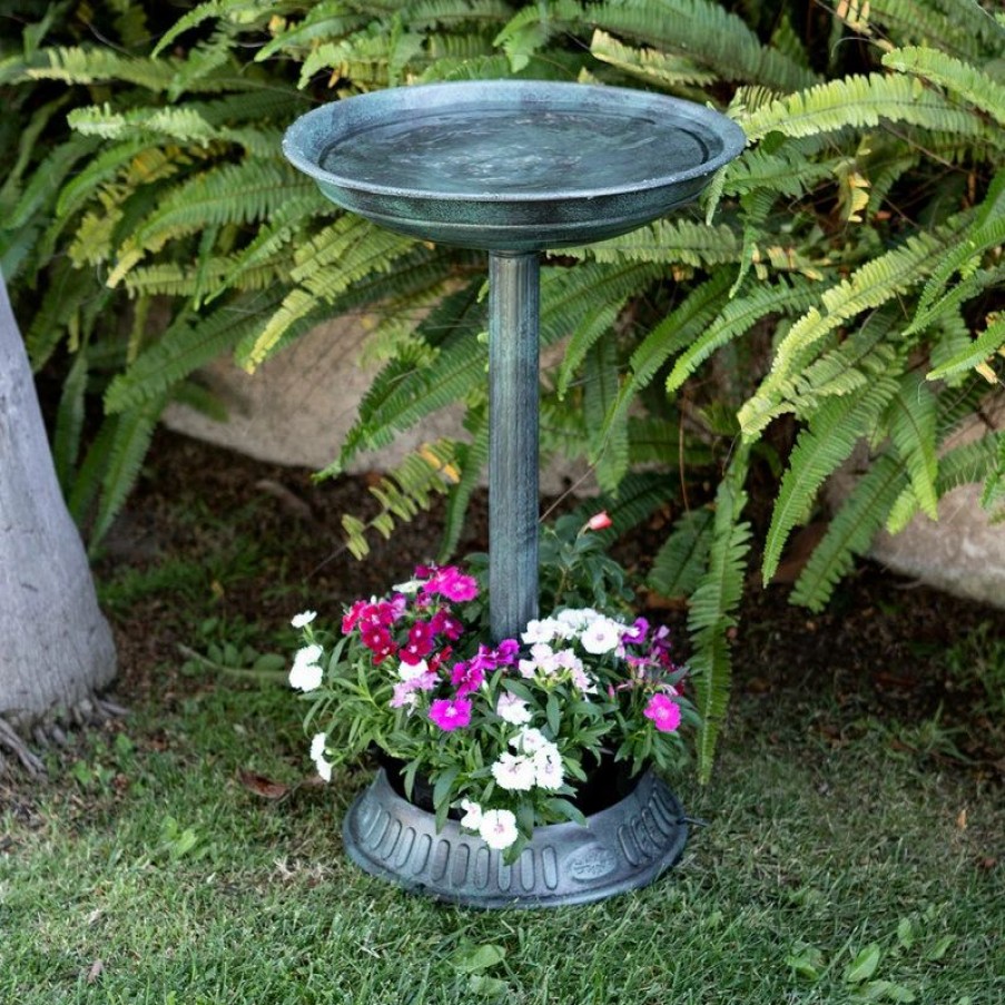 * Alpine Corporation 25 Tall Outdoor Birdbath With Planter Yard Statue | Bird Baths