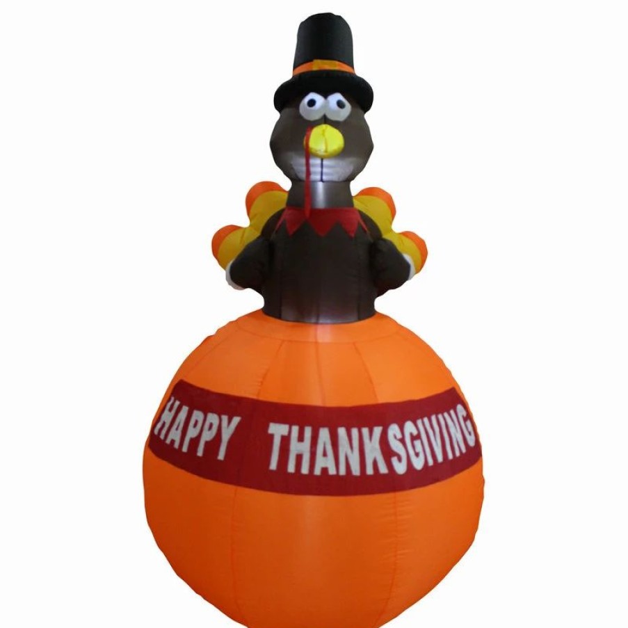 * Bzb Goods Halloween Inflatable Turkey On Pumpkin, 6 | Outdoor Holiday Decorations