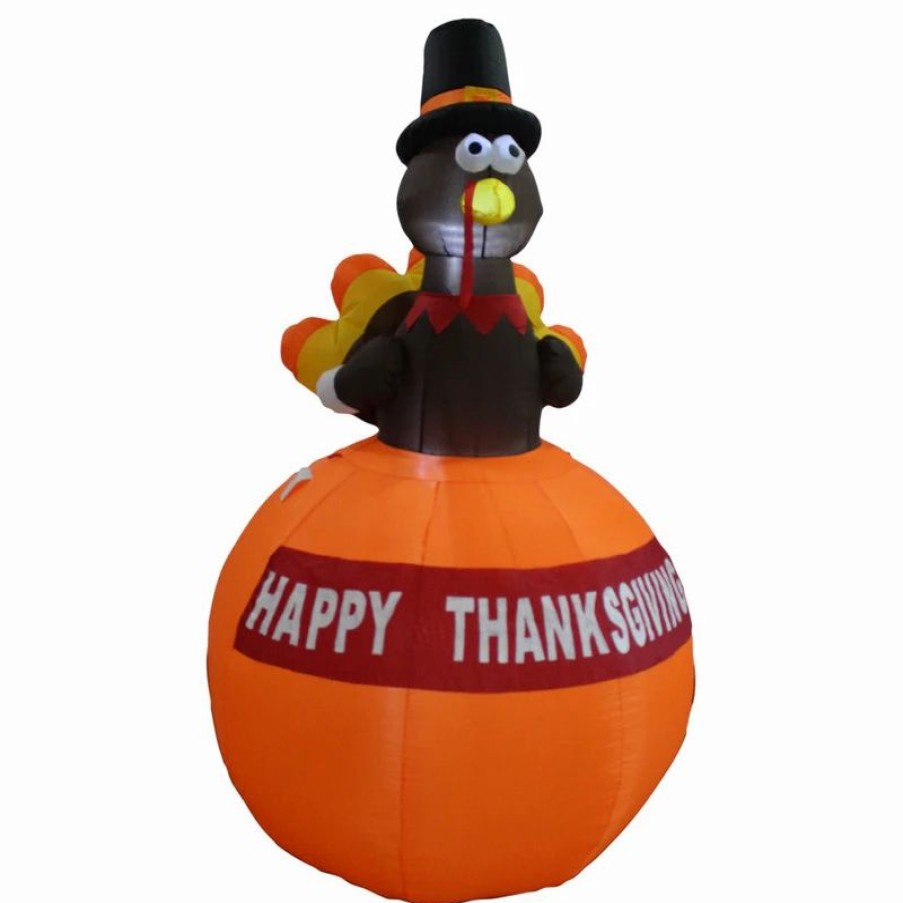 * Bzb Goods Halloween Inflatable Turkey On Pumpkin, 6 | Outdoor Holiday Decorations