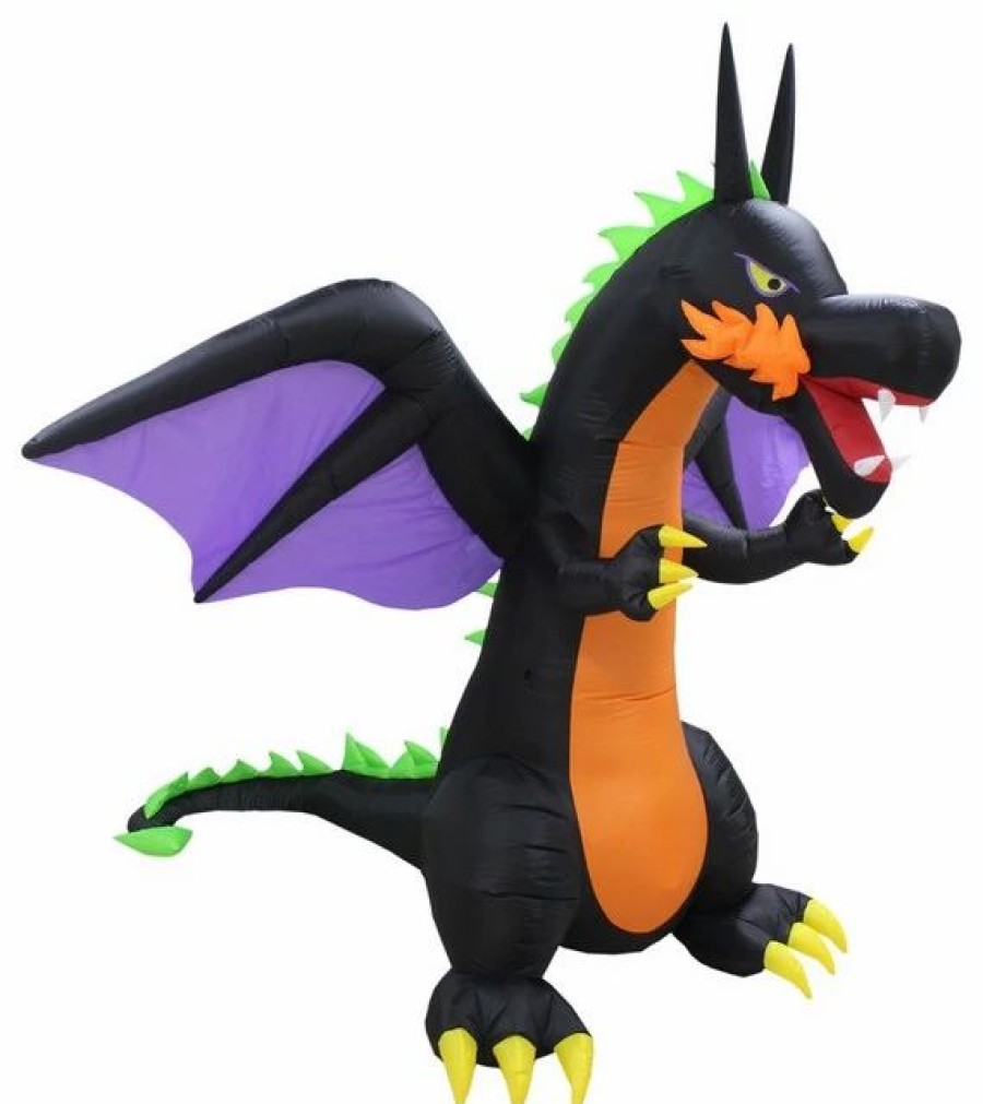 * Bzb Goods Halloween Inflatable Fire Dragon With Wings,8 | Outdoor Holiday Decorations