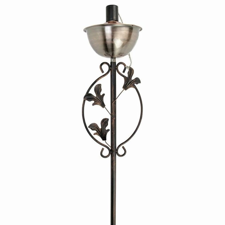 * Northlight Seasonal 64.5 Brushed Copper Floral Motif Garden Oil Lamp Outdoor Patio Torch | Outdoor Torches