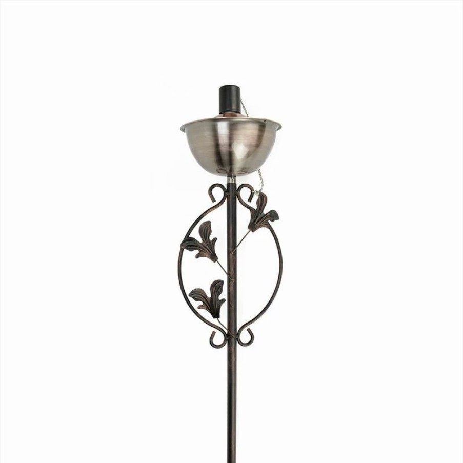 * Northlight Seasonal 64.5 Brushed Copper Floral Motif Garden Oil Lamp Outdoor Patio Torch | Outdoor Torches