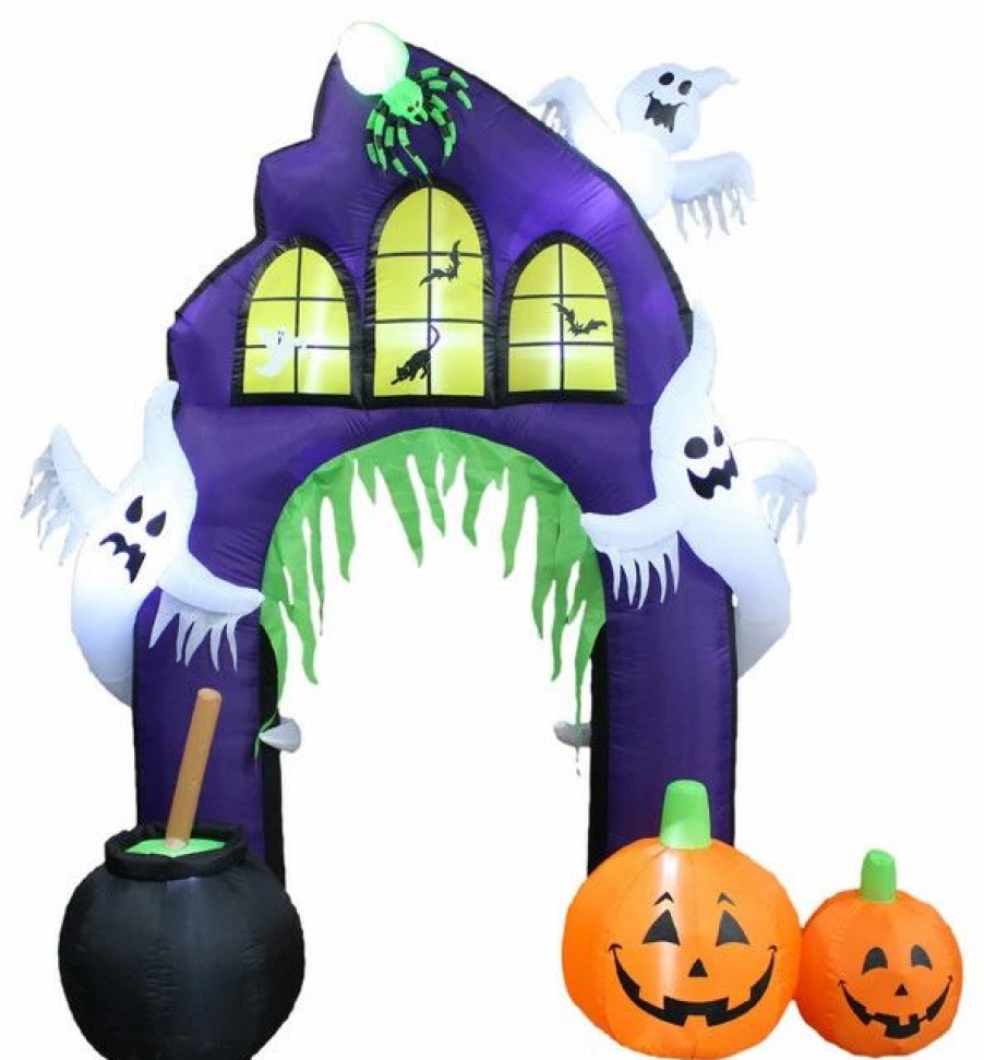 * Bzb Goods Halloween Inflatable Castle Arch With Pumpkin & Ghost, 9 | Outdoor Holiday Decorations