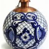 * Tierra Fina Talavera Style Table Top Torch, Made In Mexico, Blue Star | Outdoor Torches