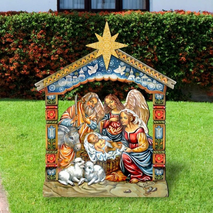 * Amonogramart Outdoor Nativity 44 Inch Free Standing | Outdoor Holiday Decorations