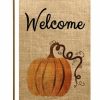 * Thewatsonshop Pumpkin Burlap Garden Flag | Flags & Flagpoles