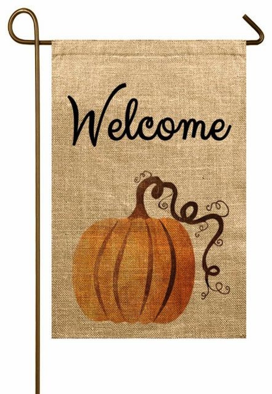 * Thewatsonshop Pumpkin Burlap Garden Flag | Flags & Flagpoles