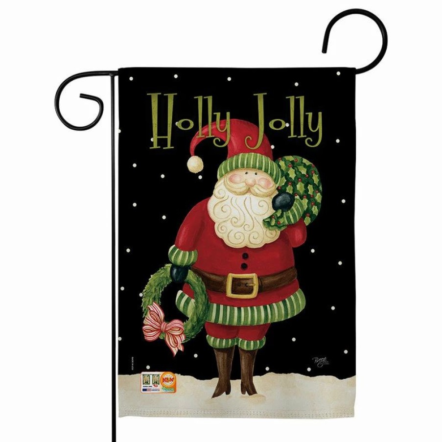 * Breeze Decor Holly Jolly Santa Winter Decorative Vertical Double Sided Garden Flag | Flags & Flagpoles