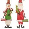 * Glitzhome 2-Piece Metal Snowman And Santa Decor | Outdoor Holiday Decorations