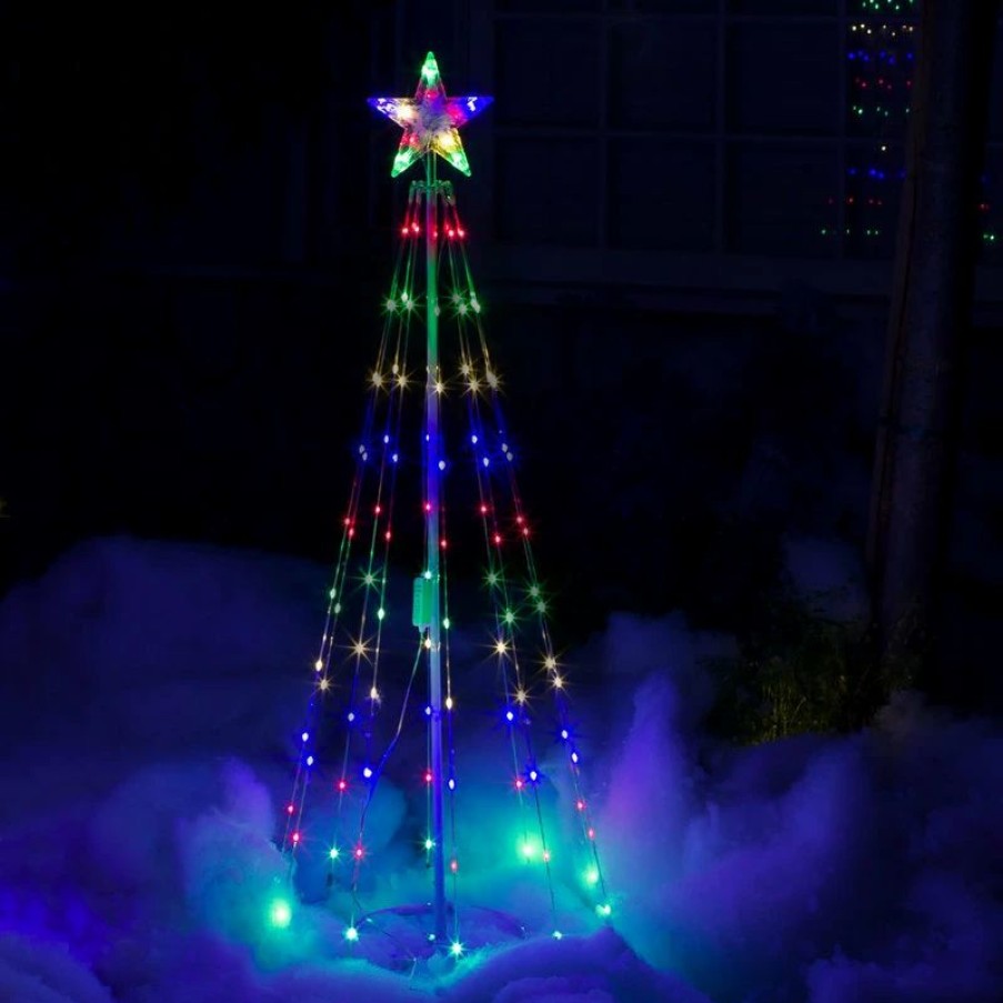 * Alpine Corporation 48 Tall Tower Christmas Tree With Multi-Functional Led Lights | Outdoor Holiday Decorations