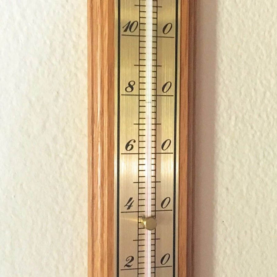 * Hokco Wall Thermometer Oak Finish 10 Tall | Decorative Thermometers