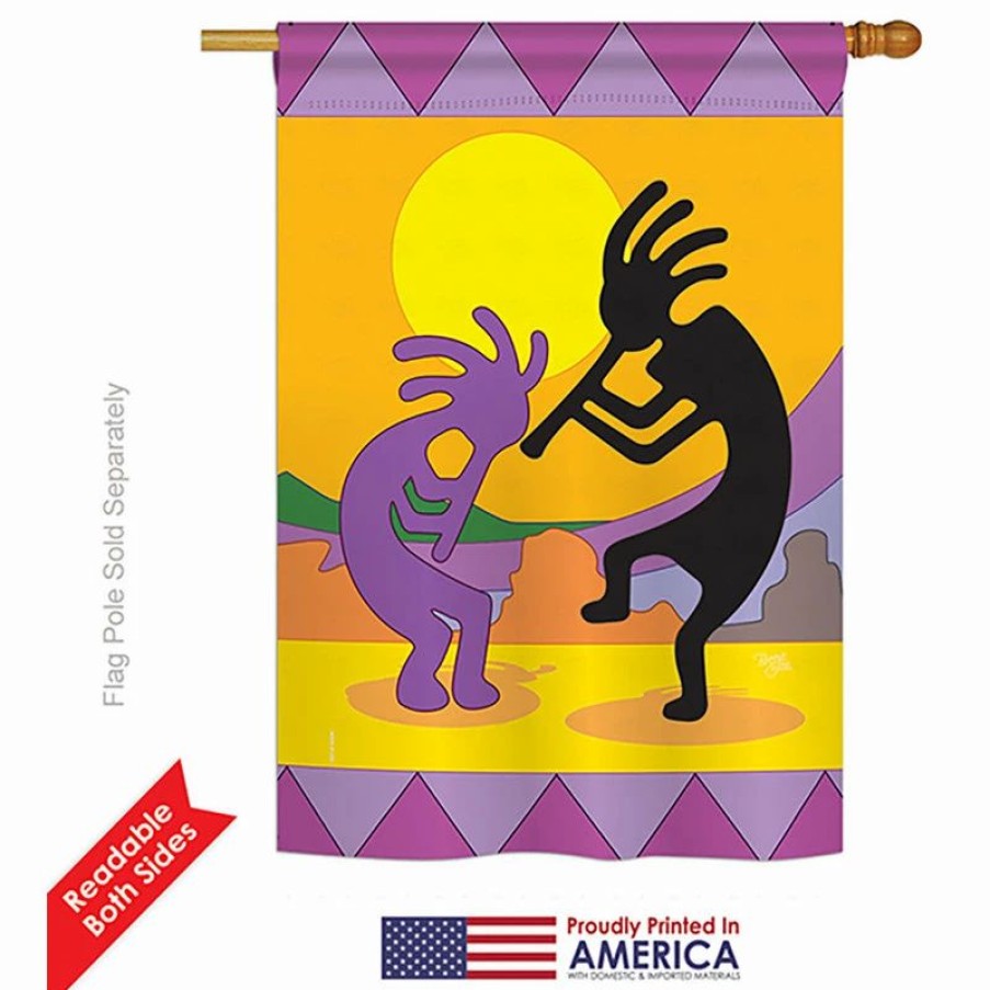 * Breeze Decor Kokopelli Country And Primitive Southwest Double-Sided Flag, 28 X40 | Flags & Flagpoles