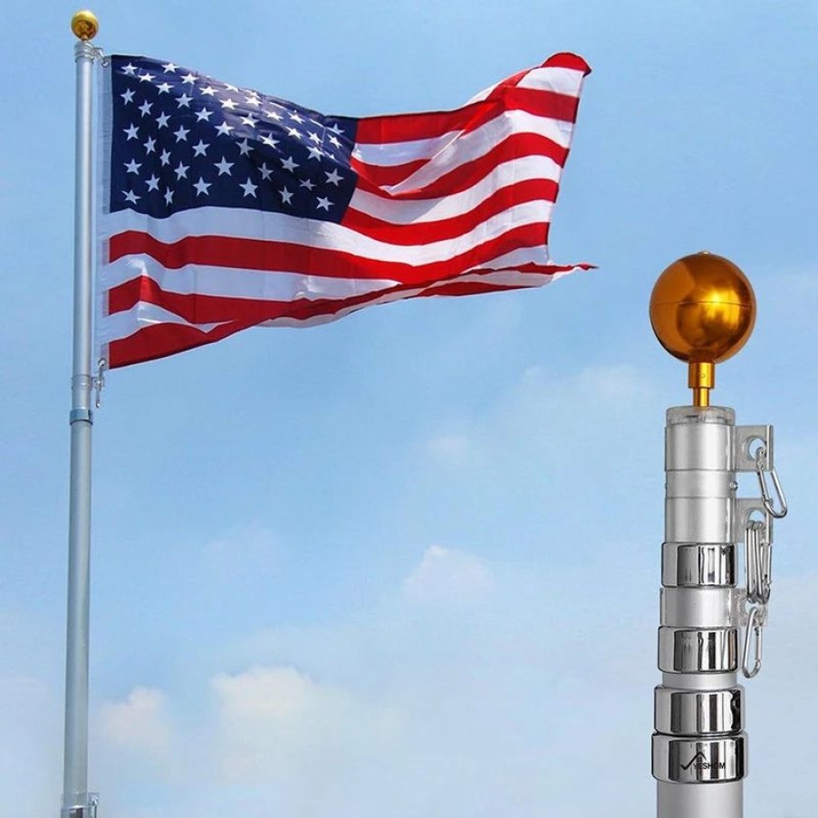 * Yescom 25 Aluminum Telescopic Flagpole And Usa Flag | Flags & Flagpoles