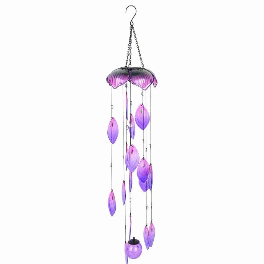 * Continental Art Center Inc Solar Lighted Pink & Purple Peacock Celestial Wind Chime | Wind Chimes