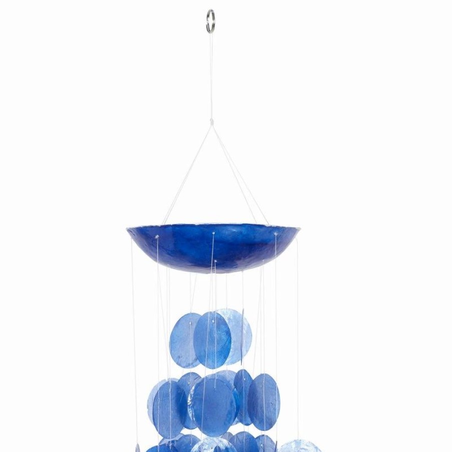 * Brimfield & May Blue Capiz Coastal Windchime, 5 X 27 | Wind Chimes