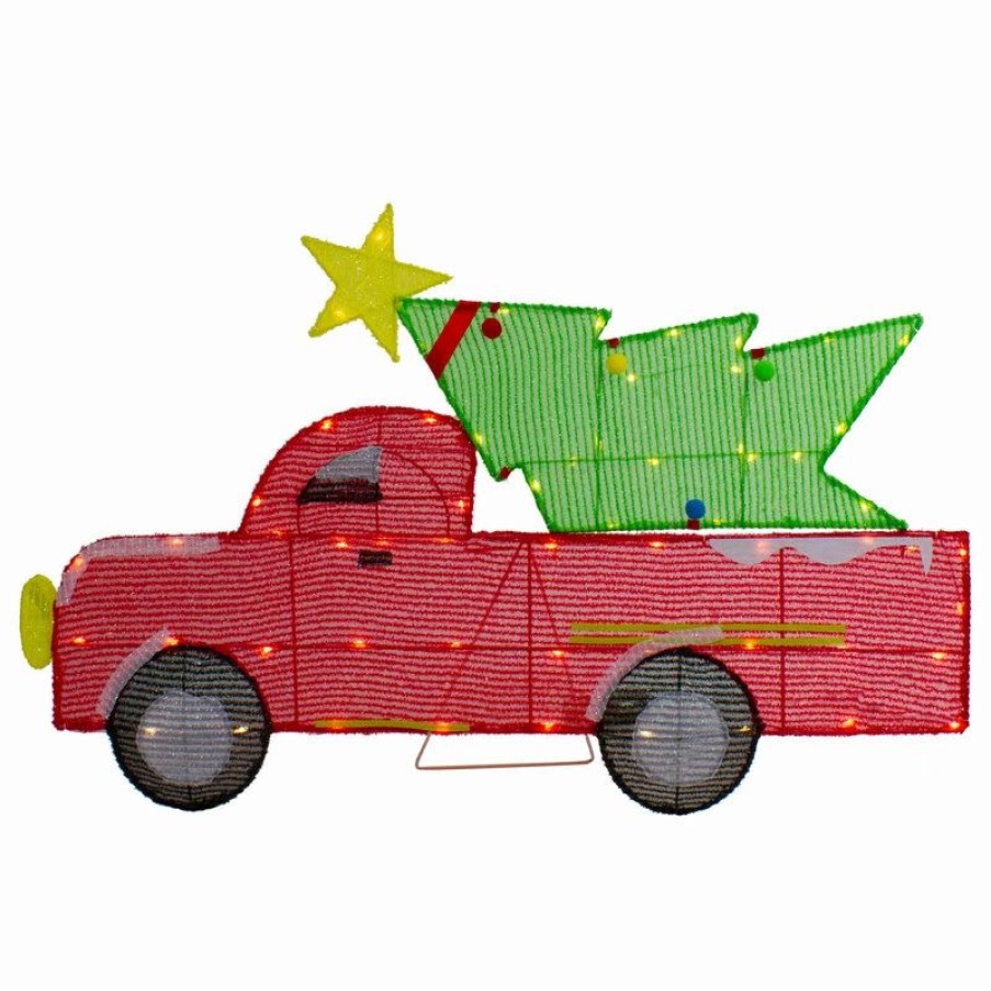 * Northlight Seasonal 36 Led Lighted Red Truck With Christmas Tree Outdoor Decoration | Outdoor Holiday Decorations