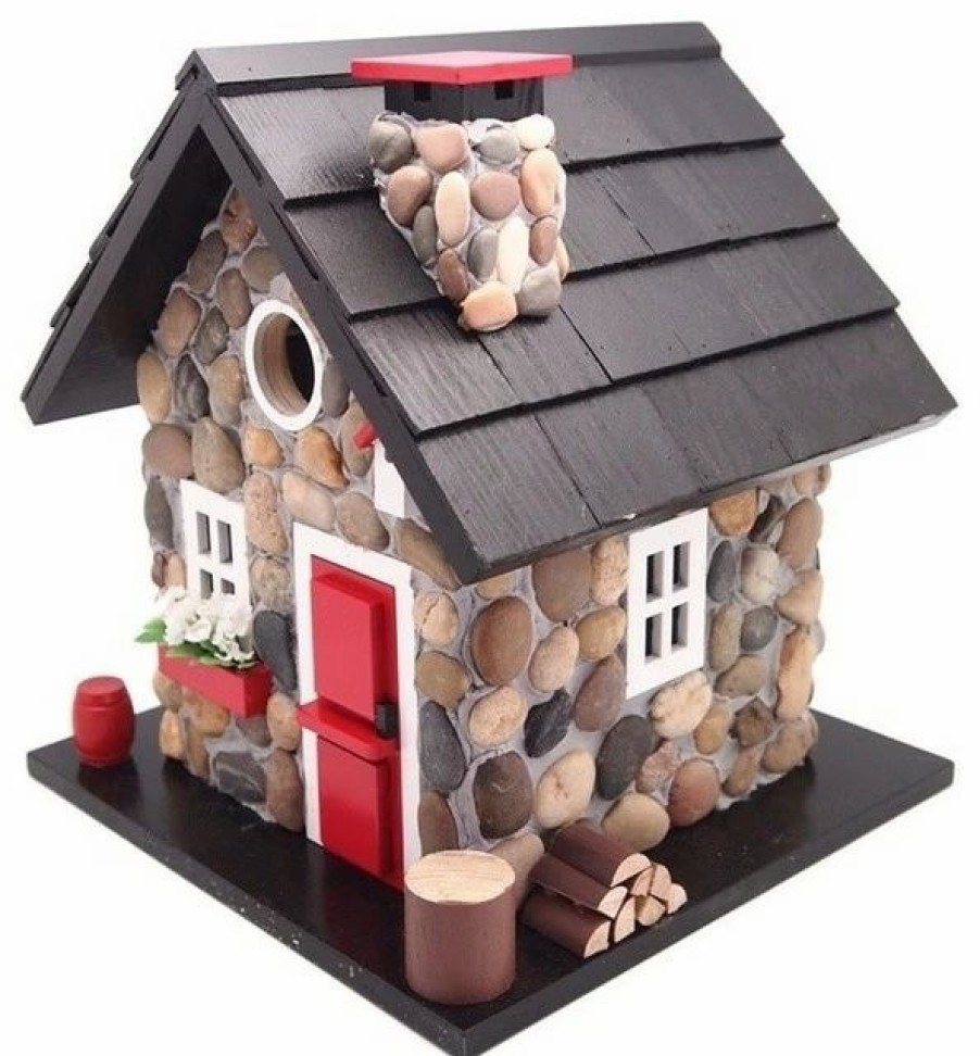 * Home Bazaar Inc. Windy Ridge House, Stone, Red, And Black | Birdhouses