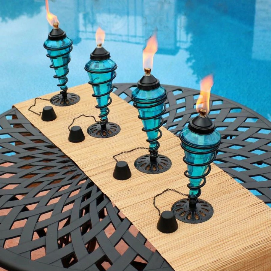 * Sunnydaze Decor Sunnydaze Glass Outdoor Tabletop Torches, Fiberglass Wicks, Set Of 8, Blue | Outdoor Torches