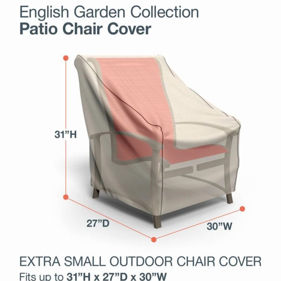 * Budge English Garden Tan Tweed X Small Outdoor Chair Cover, 31 X30 X27 | Outdoor Furniture Covers